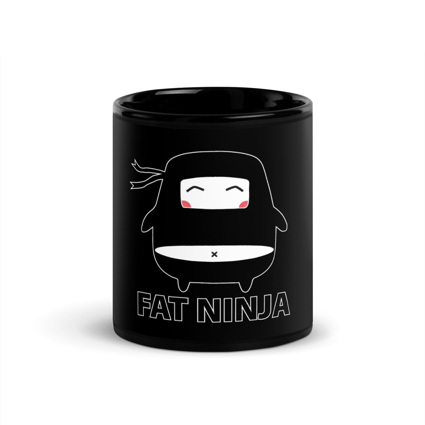 Fat Ninja - Ninjitsu Black Glossy Mug