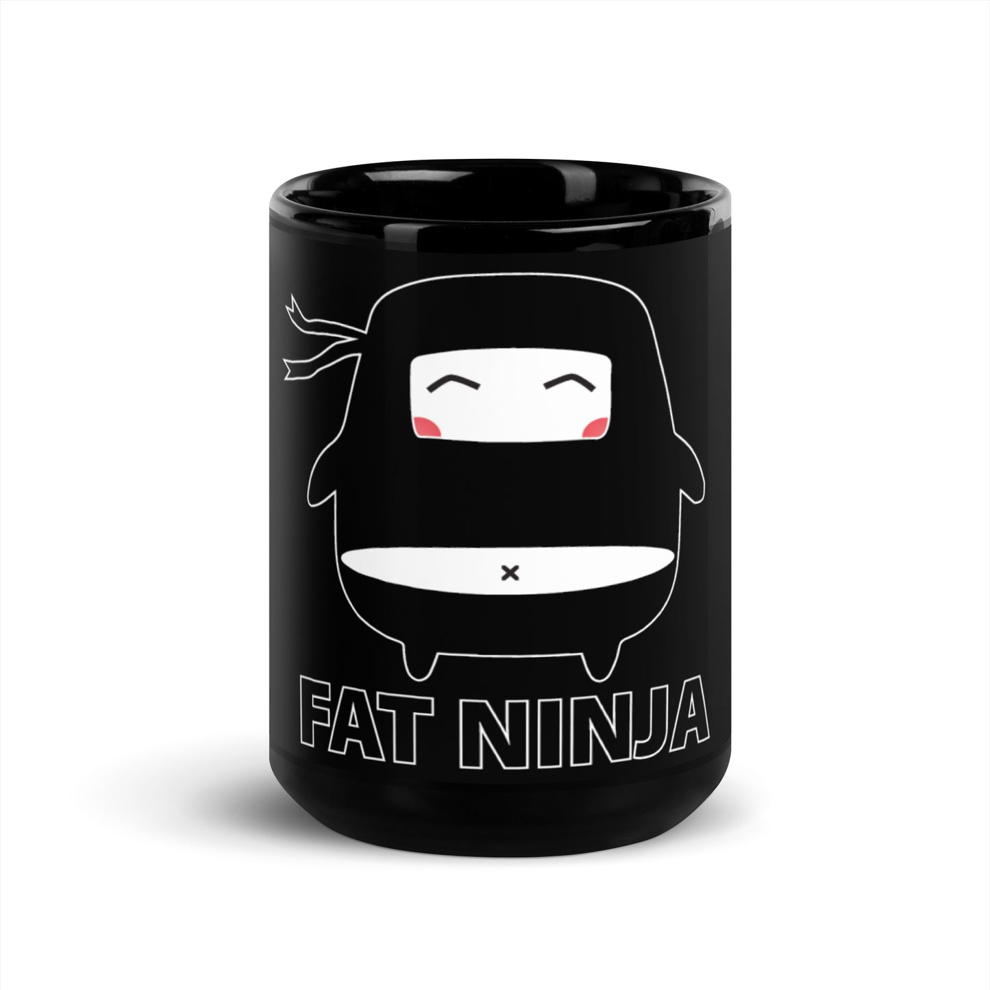 Fat Ninja - Ninjitsu Black Glossy Mug